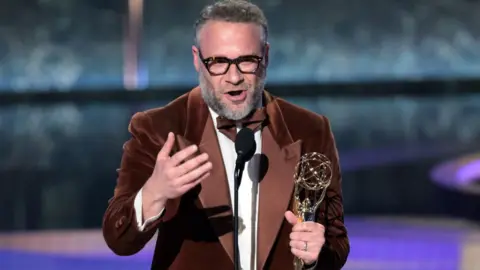 Getty Images Seth Rogen accepts the award for best actor in a comedy series for 