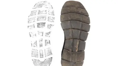 Cheshire Police A footprint has been photo shopped next to the sole of a shoe. 