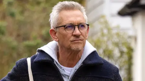 BBC sports presenter and former England international football player Gary Lineker returns home on March 13, 2023 in London, England. 
