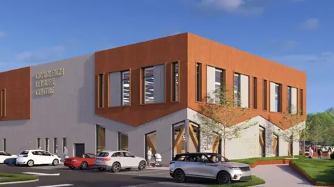 Waverley Borough Council A CGI image of the new two-storied Cranleigh Leisure Centre.