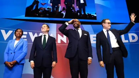 Getty Images Kemi Badenoch, Robert Jenrick, James Cleverly and Tom Tugendhat at the Conservative Party conference