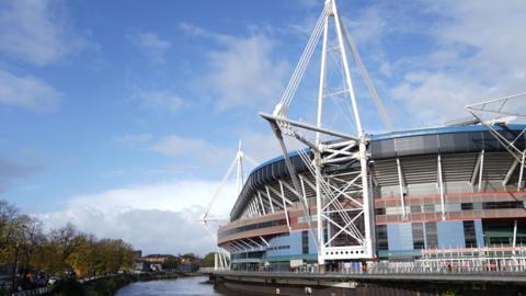 A general view outside the Principality Stadium in Cardiff