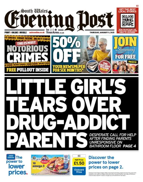 South Wales Evening Post The front page of the South Wales Evening Post