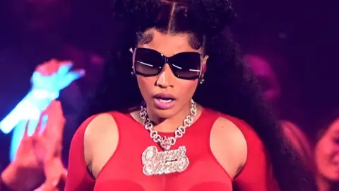 Nicki Minaj performs on stage at the MTV Video Music Awards 2023 held at the Prudential Center in Newark, New Jersey.