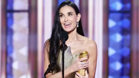 Getty Images Demi Moore won Best Performance by an Actress in a Motion Picture Musical or Comedy during the 82nd Annual Golden Globes at The Beverly Hilton on January 05, 2025 in Beverly Hills, California.