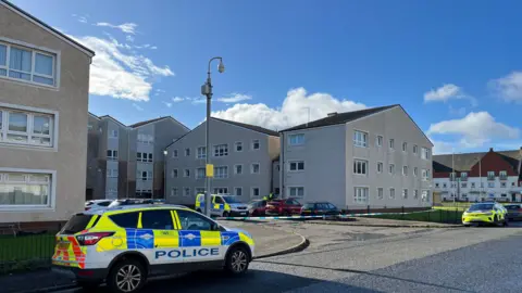 Police presence outside Montgomerie Street,  Ardrossan