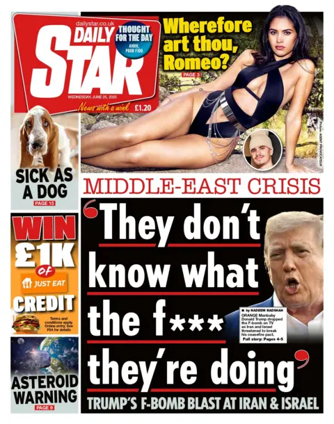 "They don't know what the f*** they're doing" reads the headline on the front page of the Daily Star.
