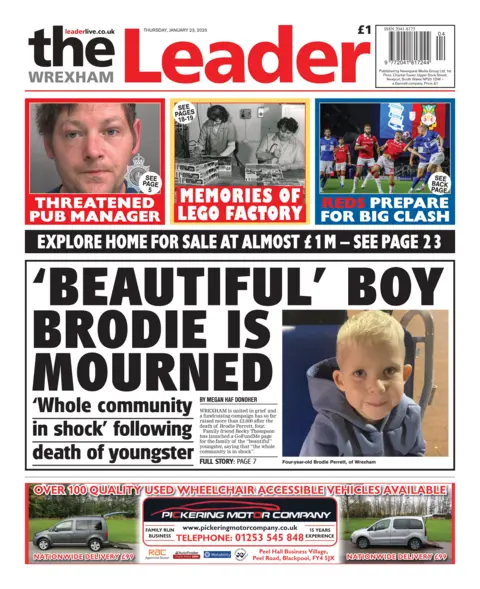 Wrexham Leader Front page of the Wrexham Leader