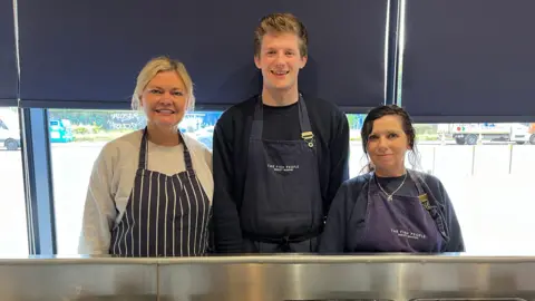 Staff at the Fish People chip shop 