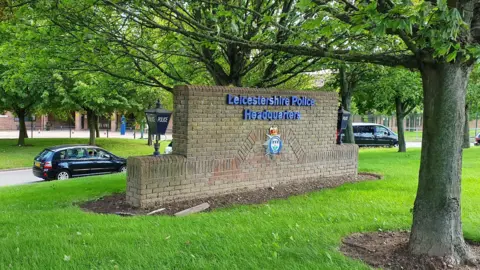 Leicestershire Police A brickwork sign at the entrance to the police's Force HQ