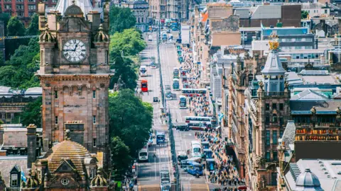 A general view of Princes Street looking from Calton Hill.