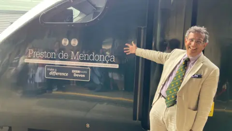 Preston de Mendonca with GWR train named after him