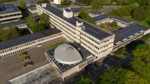 Leicestershire County Council An aerial view of County Hall in Glenfield