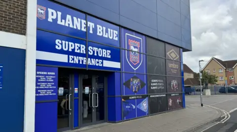 George King/BBC The front of Ipswich Town's Portman Road superstore