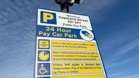 Sign at entry to the Copeland Street car park