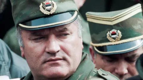 Reuters Ratko Mladić at Sarajevo's airport. Photo: April 1993