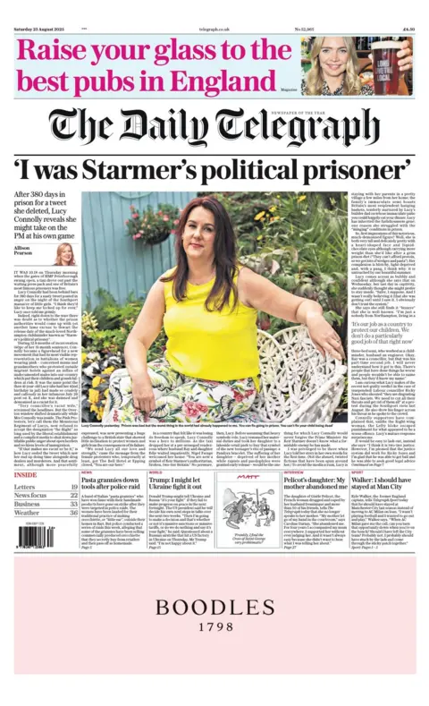 The headline on the front page of the Daily Telegraph reads: “I was Starmer's political prisoner”.