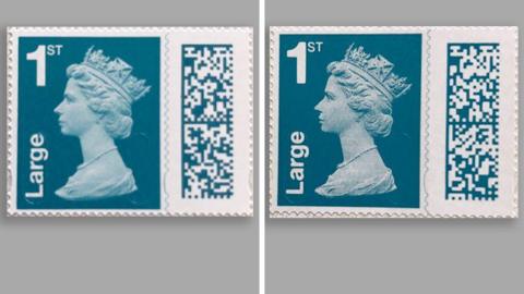 A fake stamp next to a real one