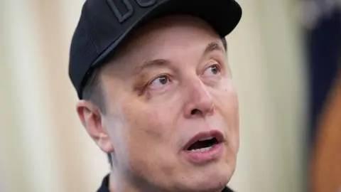 Elon Musk speaks alongside U.S. President Donald Trump to reporters in the Oval Office of the White House