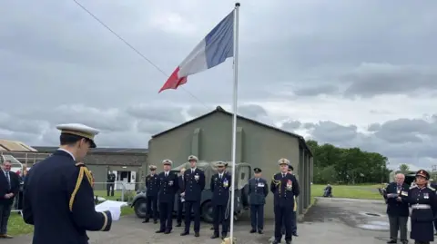 Flag-raising ceremony at Yorkshire Air Museum