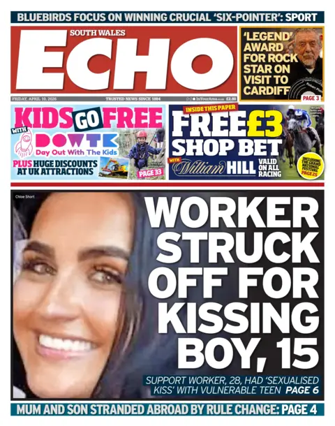 South Wales Echo South Wales Echo front page 