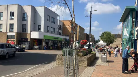 A view of Kidlington's high street - the Co Op can be seen on the left, with the Kidlington Centre on the right.