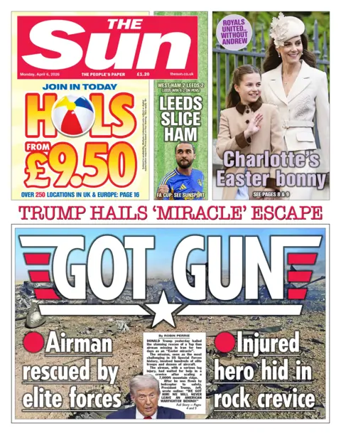 The headline on the front page of the Sun reads: “Got gun”.