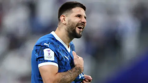 Aleksandar Mitrovic celebrates scoring for Al-Hilal in November 2024