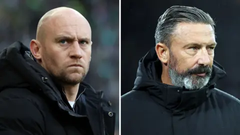 Hibs head coach David Gray and Hearts boss Derek McInnes