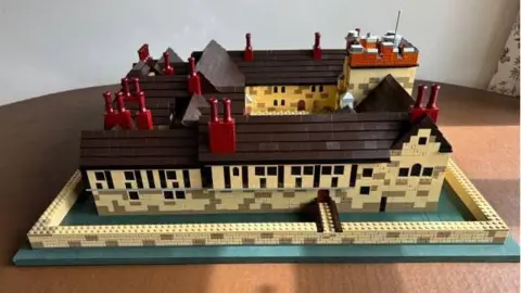 John Tasker A Lego model of Ightham Mote complete with walls, bridges and a moat 