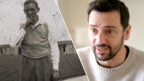 Split of Ralf Little and a photo of his grandad