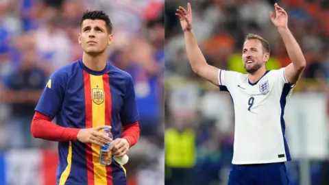 PA Media Two pictures side by side, one of Alvaro Morato looking pensive holding a water bottle, one of Harry Jane pointing at the sky in celebration