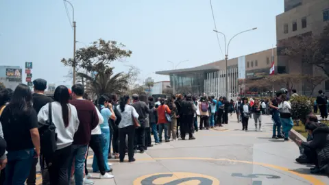 Getty Images Thousands of radical   person  gathered to queue to wage  their respects to Fujimori whose assemblage  is lying successful  authorities   extracurricular  the Culture Ministry