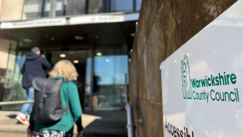 A picture of the steps leading to Warwickshire County Council's Shire Hall headquarters