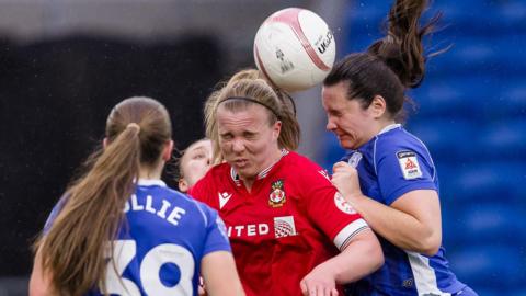 Cardiff City Women's Siobhan Walsh in action against Wrexham