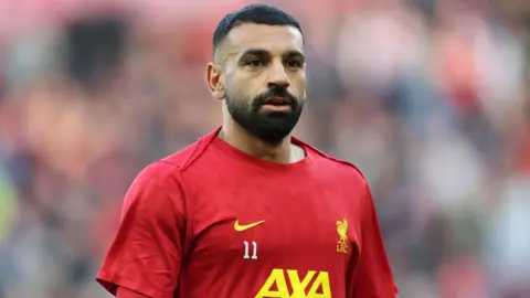 Mohamed Salah during Liverpool's warm-up against Chelsea in October 2024