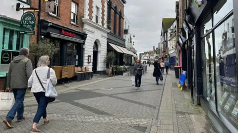 George Carden / BBC East Street in Horsham with people walking up it