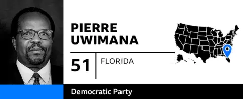 Graphic with photo of Pierre Uwimana, 51, of Florida