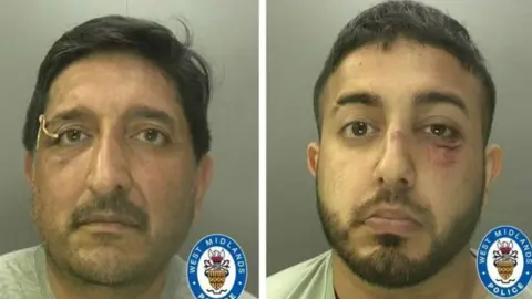 West Midlands Police Mug shots of Mohammed Aslam, left, and his son Mohammed Nazir