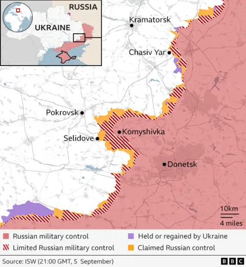 Mappa che mostra Pokrovsk