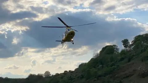 Buxton Mountain Rescue Team Air ambulance in the Peak District