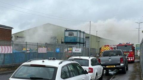 Smoke coming from the recycling centre in Darlington