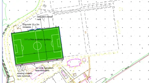 OUFC/Oxford City Council/Ridge A planning drawing for the prospective new pitch.
