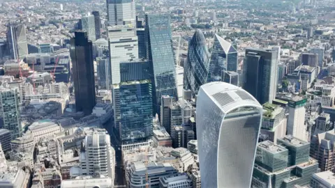 View from the blimp of the city of London