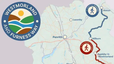 Westmorland and Furness Council The route of the northern stages of the Westmorland and Furness Way from Alston down to Milburn and Appleby-in-Westmorland.