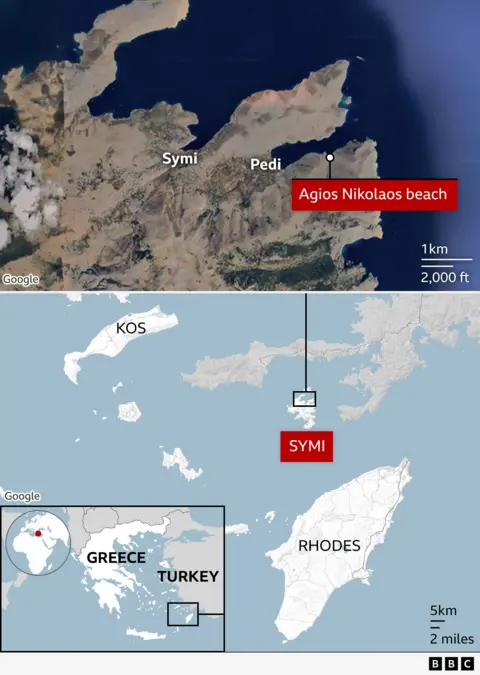 Michael Mosley: Greece search resumes for missing TV presenter 3 Map of Symi, an island of Greece