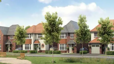 An artist's impression of new homes planned for a garden village near York.
