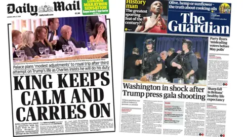 A split image of the Daily Mail on the left and the Guardian on the right