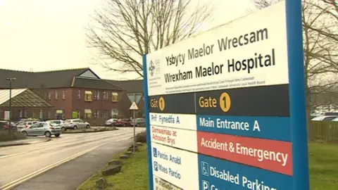 BBC Wrexham Maelor Hospital sign