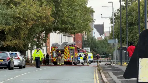 Firefighters responding to flat fire on Osmaston Road in Normanton